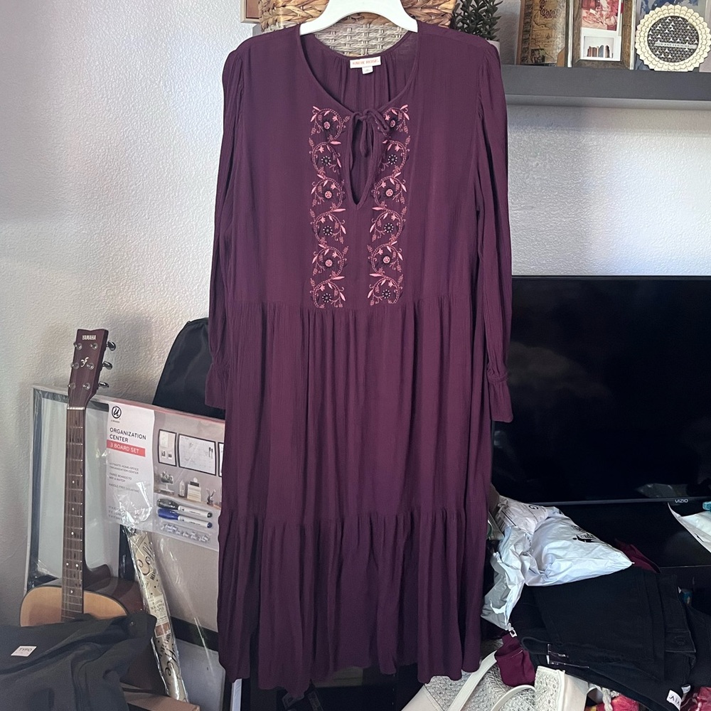 Plum long sleeve boho dress
